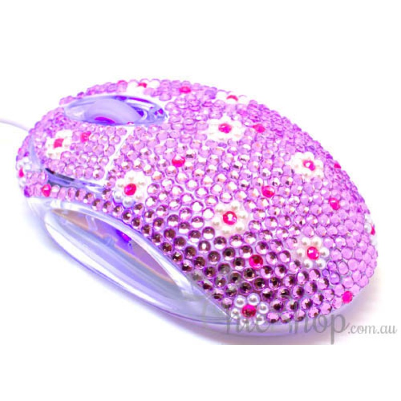 Purple Cute Crystal USB Optical Computer Mouse