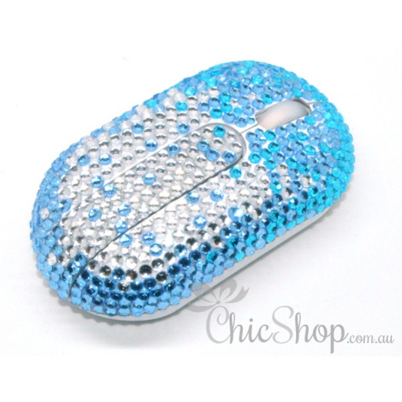Blue/Silver Wireless Crystal Computer Mini Mouse