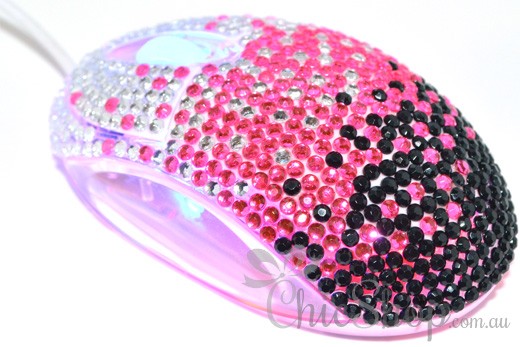 Pink/Black Crystal USB Optical Computer Mouse
