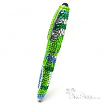 Crystal Diamonate Glitter Green Blue Swirl Bling Pen