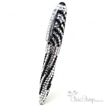 Crystal Diamonate Glitter Black Stripe Bling Pen