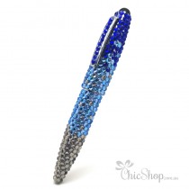 Crystal Diamonate Glitter Blue and Gray Bling Pen
